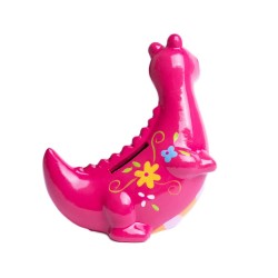 Skarbonka ceramiczna DINOZAUR DINO różowy na prezent