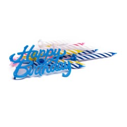 Świeczki na tort urodzinowy 12 szt. + napis Happy Birthday, zdjęcie 3