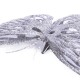 Dekoracja motyl ozdobny z klipsem srebrny 15 cm brokat ażur