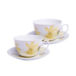 Porcelanowy serwis do kawy herbaty na 6 osób ŻÓŁTY IRYS
