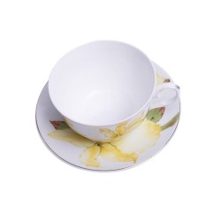 Porcelanowy serwis do kawy herbaty na 6 osób ŻÓŁTY IRYS