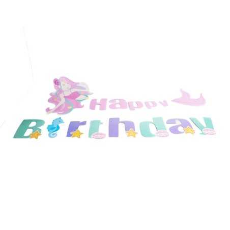 MAŁA SYRENKA girlanda urodzinowa baner urodzinowy Happy Birthday