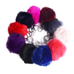 Puchaty brelok pompon zawieszka do torebki kluczy + zapięcie