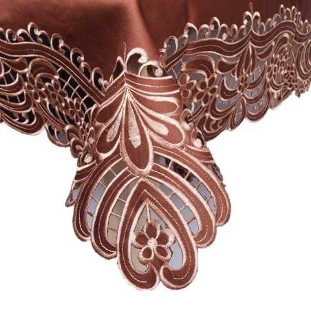 Brązowa serweta haftowana 85x85 kwadrat / bieżnik na stół