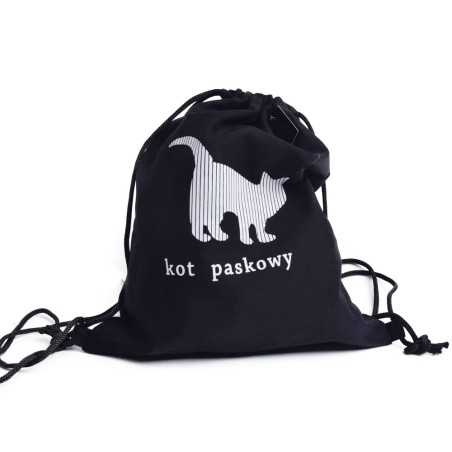 Czarny plecak worek z nadrukiem na plecy KOT PASKOWY